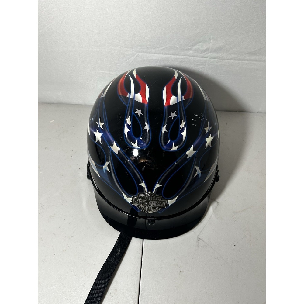 Harley Davidson Helmet Patriotic American Flag Flames Size Small